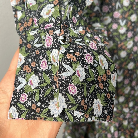 Joie Gabrielle Midi Cotton Tiered Skirt Balloon Sleeves Belted V Neck Dress sz 4 - Picture 9 of 17